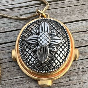 Vintage Linda Levinson 34” GoldTone and Silver Pendant Necklace